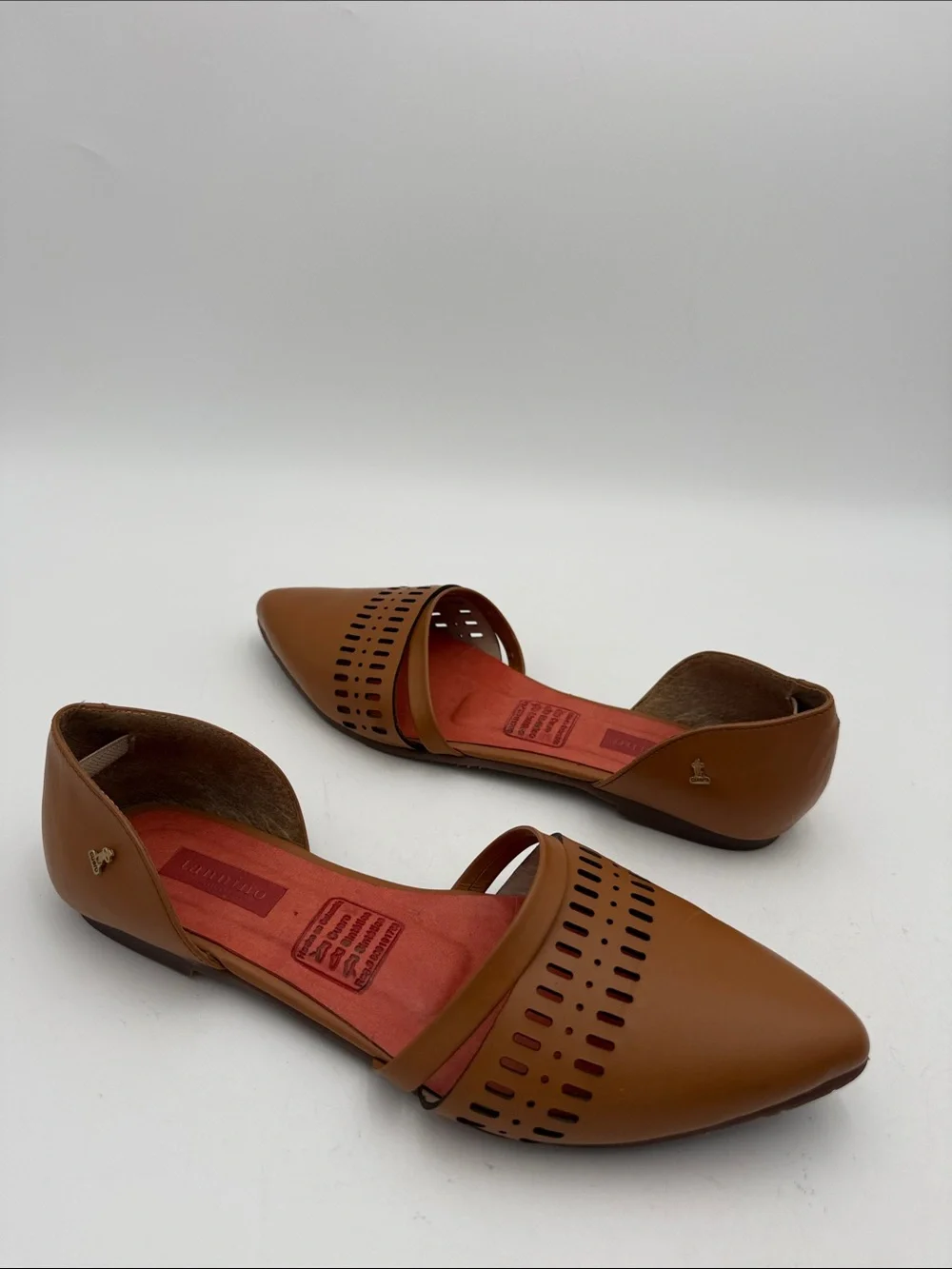 Tannino Women's Pointed D'Orsay Flats in Cognac Brown shoe women
